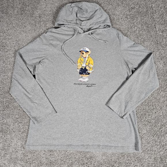 Polo by Ralph Lauren Other - Polo Ralph Lauren Shirt Mens XL Gray Bear Hooded Ralphcore Lo-Heads Preppy